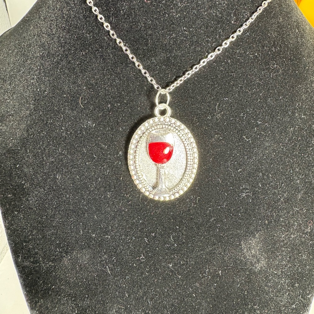Elegant Silver and Red Pendant Necklace